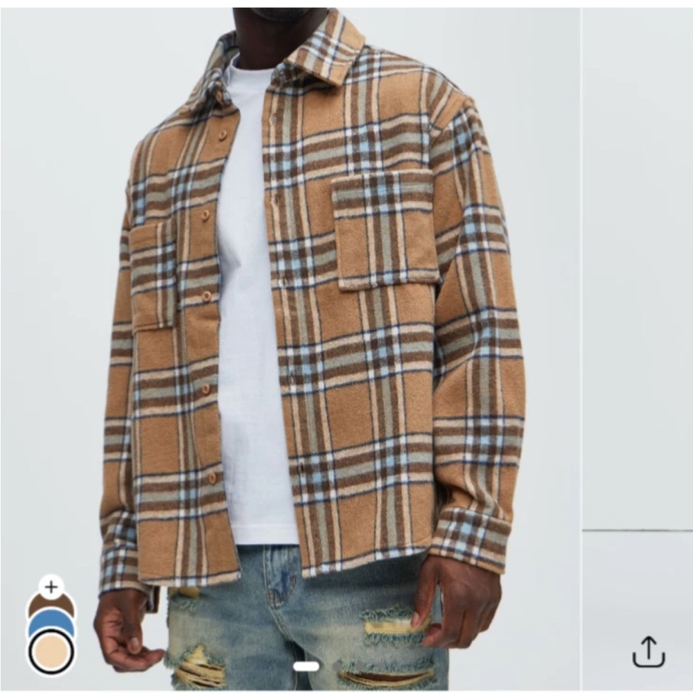 Fashion Nova Jacket/Shirt Men Size Large-Oversized Brown